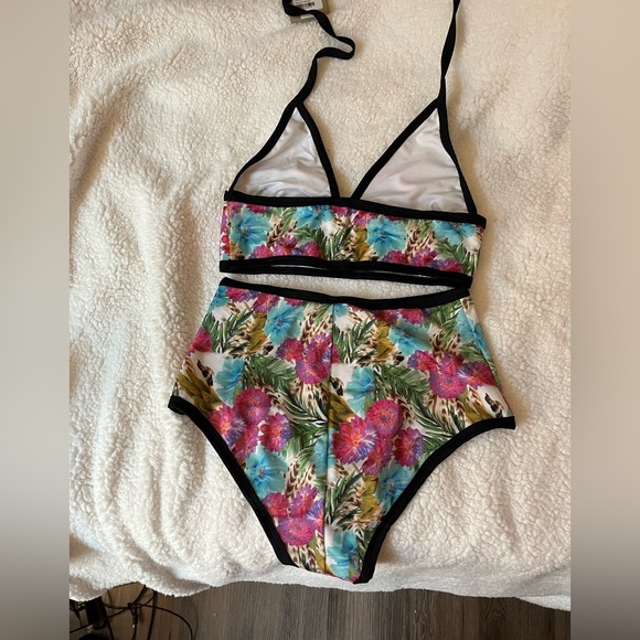 Tropical Print High Waisted Bikini - Picture 2 of 2